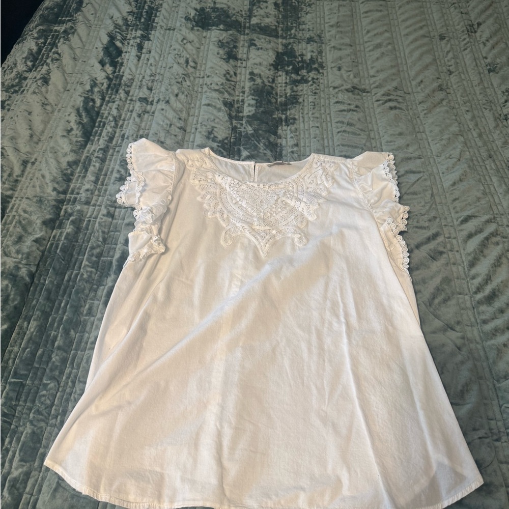 Loft White Lace Accent Top